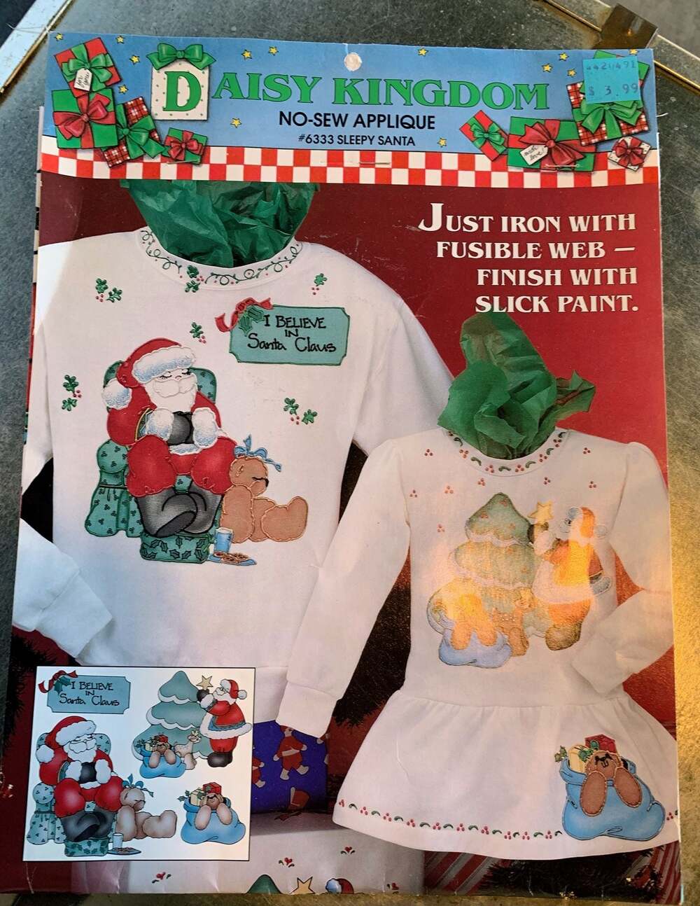 Vintage Daisy Kingdom No-Sew Applique #6333 Sleepy Santa